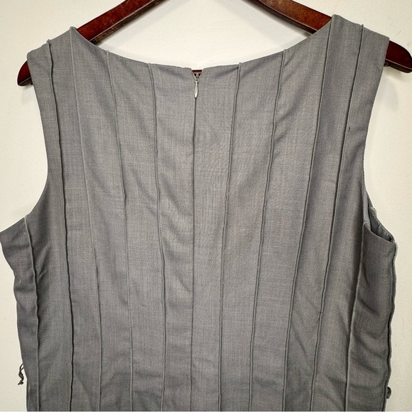 Calvin Klein Grey Pleated Midi Dress Back Zip Closure Size 12 - Picture 6 of 13